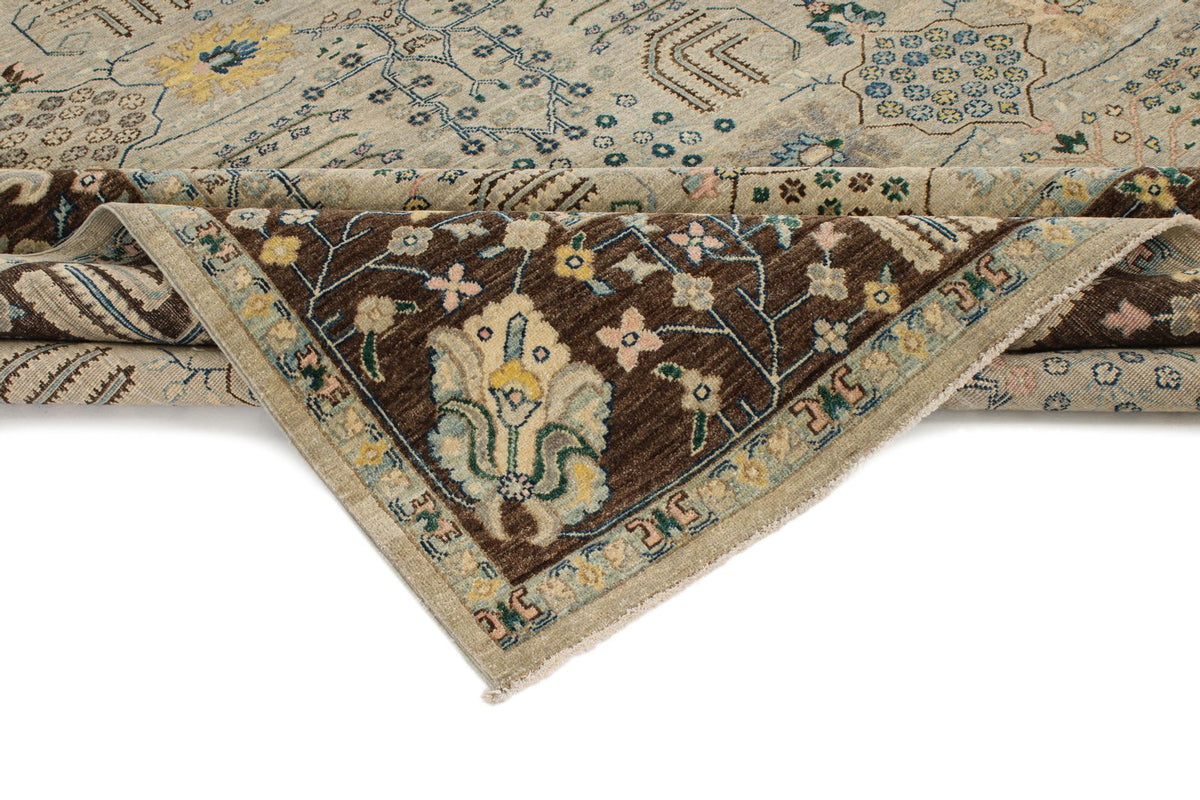 9x12 Gray and Brown Turkish Tribal Rug