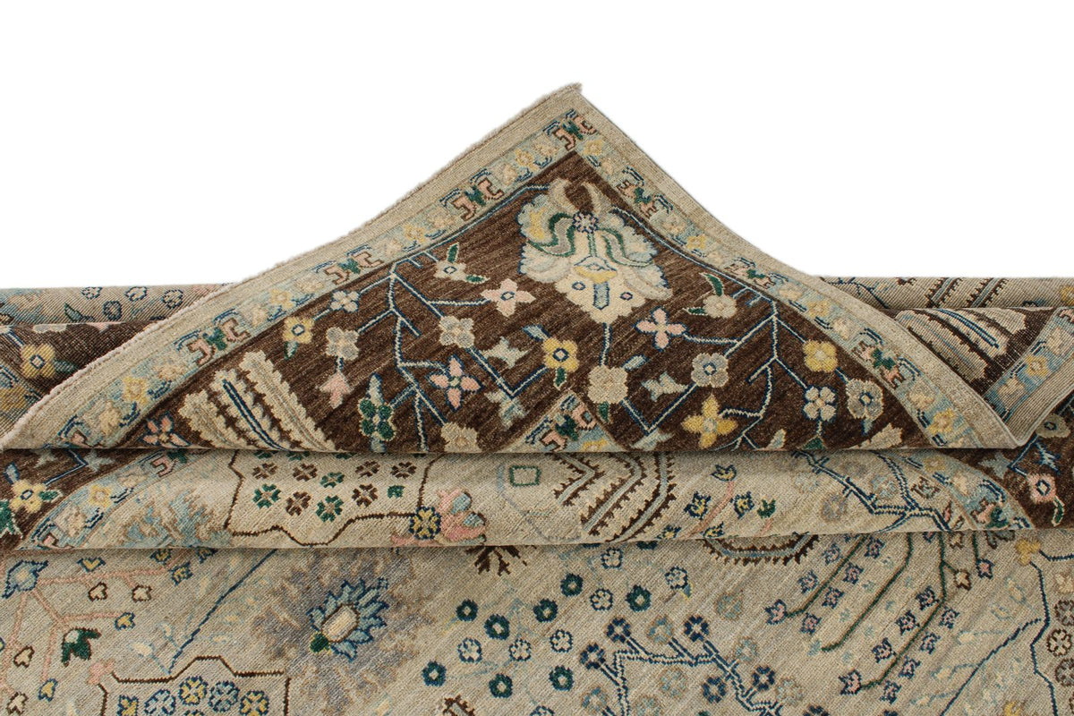 9x12 Gray and Brown Turkish Tribal Rug