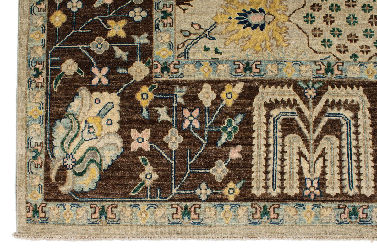 9x12 Gray and Brown Turkish Tribal Rug
