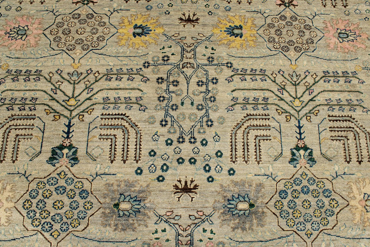 9x12 Gray and Brown Turkish Tribal Rug