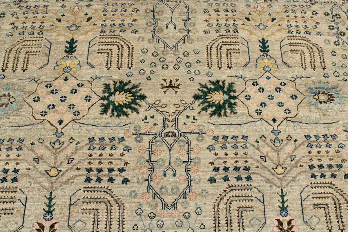 9x12 Gray and Brown Turkish Tribal Rug