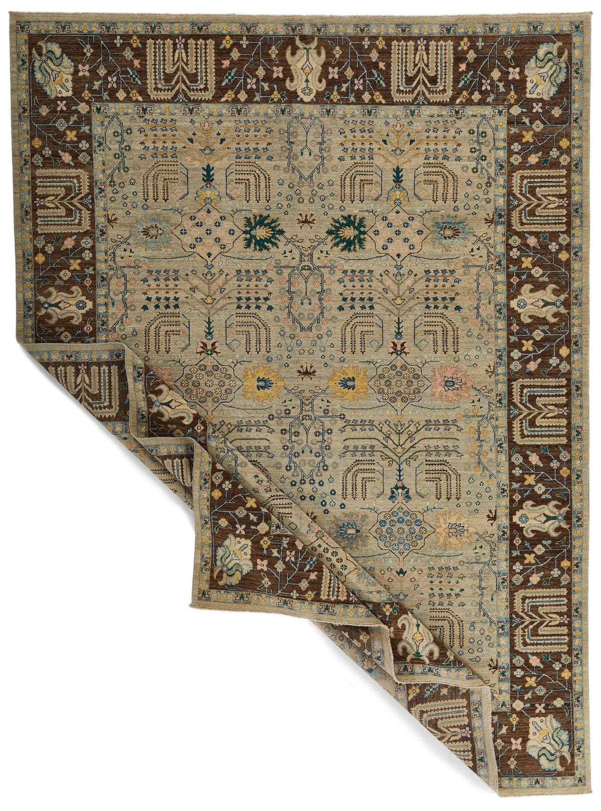 9x12 Gray and Brown Turkish Tribal Rug