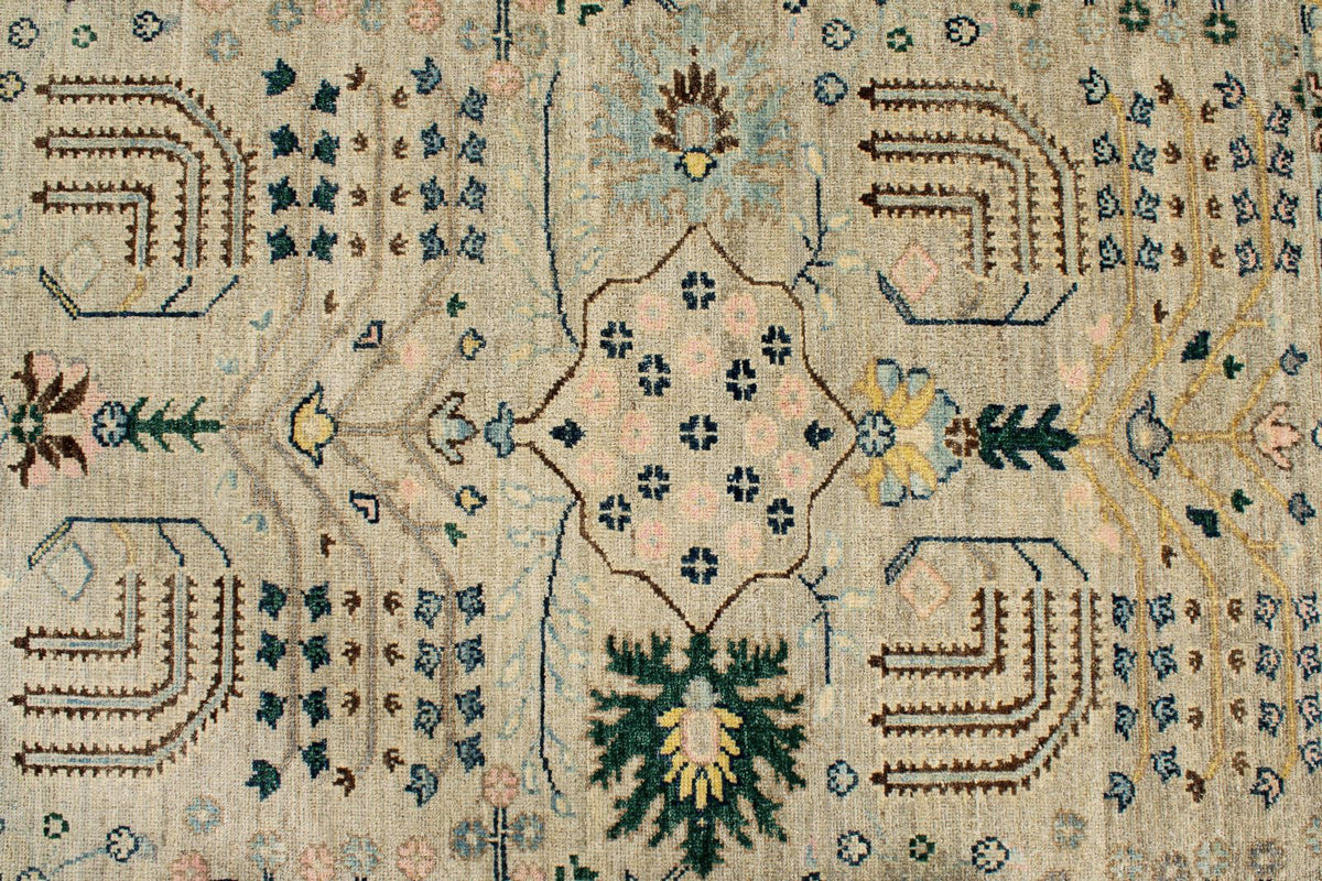 9x12 Gray and Brown Turkish Tribal Rug