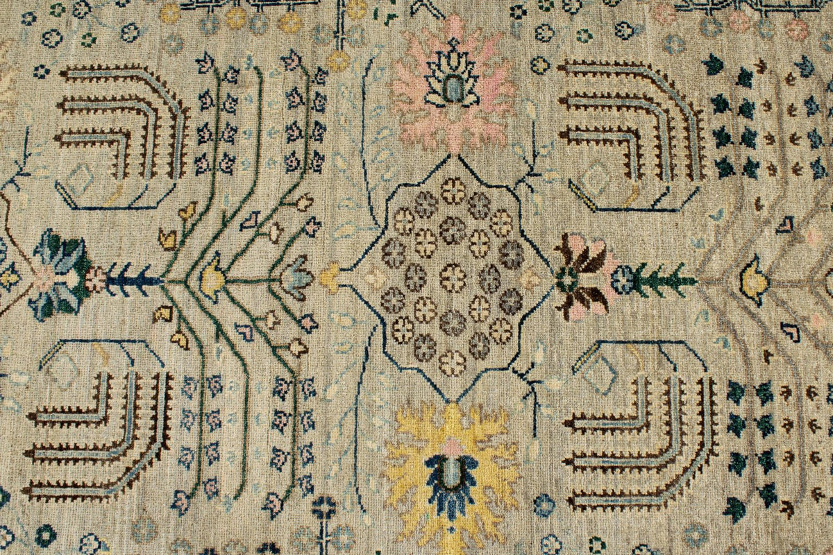 9x12 Gray and Brown Turkish Tribal Rug