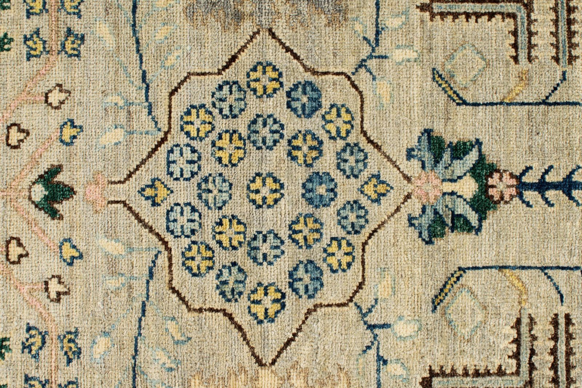 9x12 Gray and Brown Turkish Tribal Rug