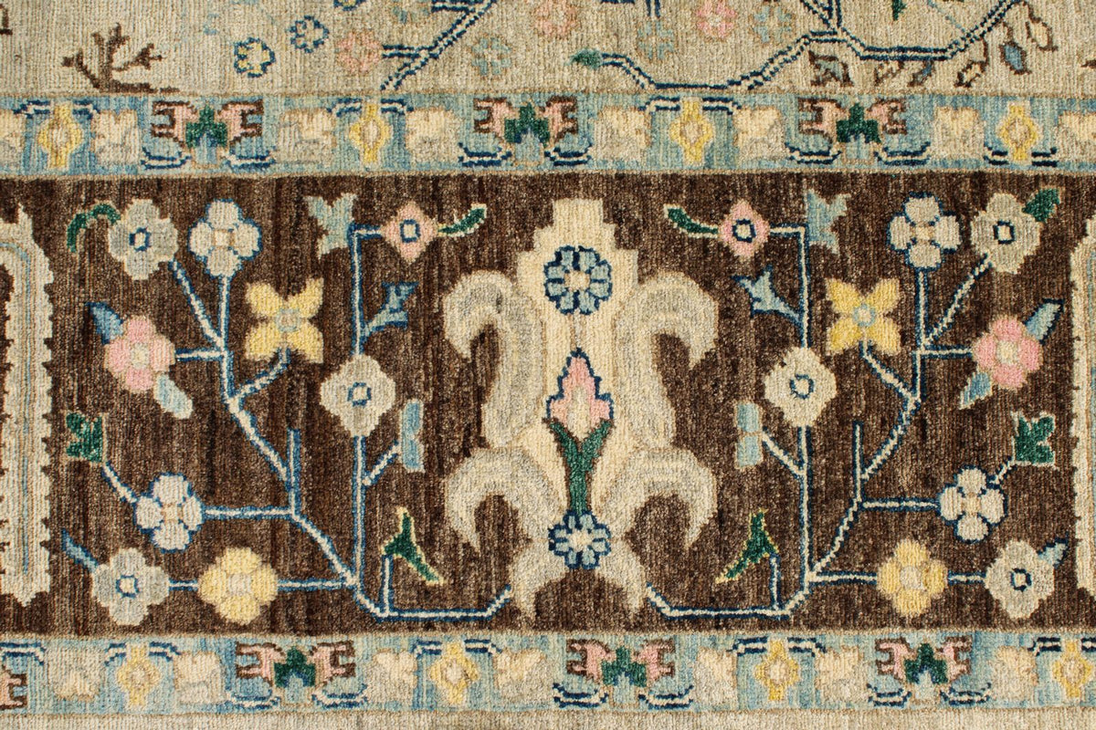 9x12 Gray and Brown Turkish Tribal Rug