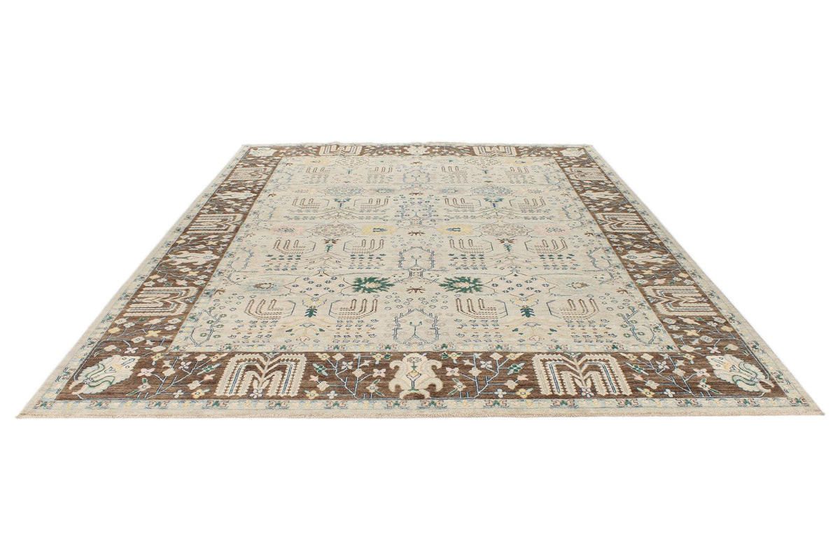 9x12 Gray and Brown Turkish Tribal Rug