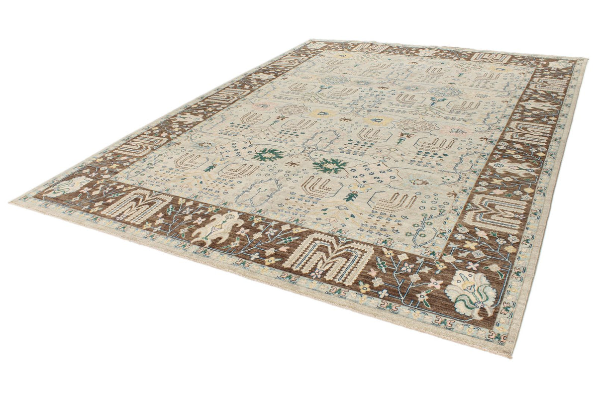 9x12 Gray and Brown Turkish Tribal Rug