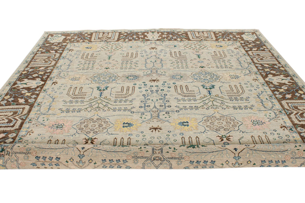 9x12 Gray and Brown Turkish Tribal Rug
