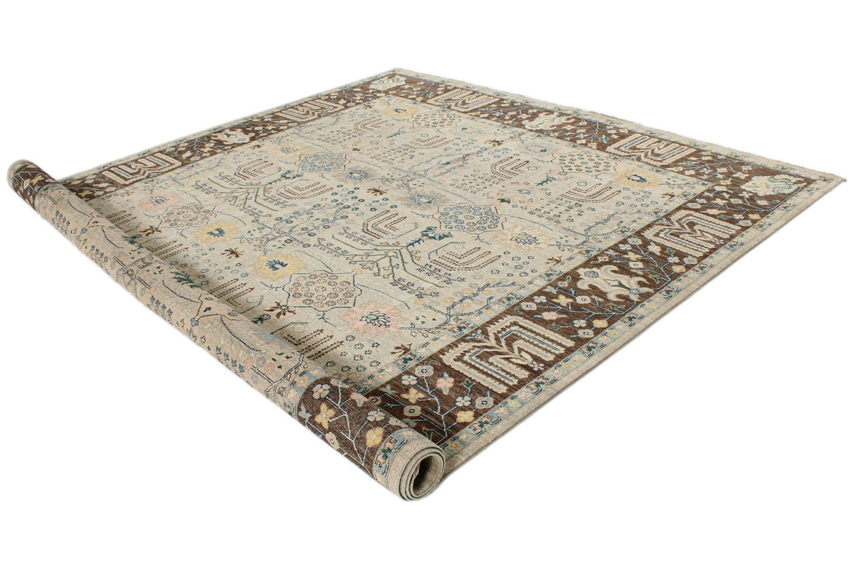 9x12 Gray and Brown Turkish Tribal Rug