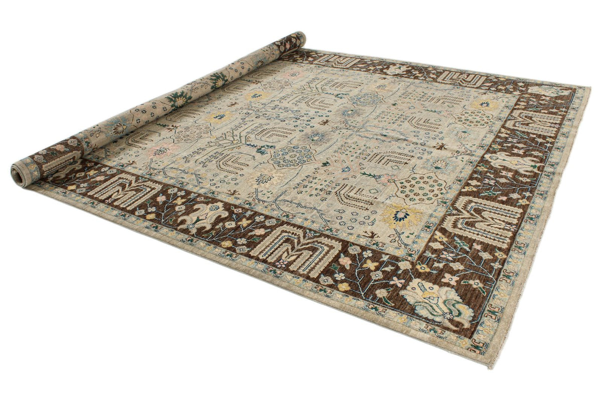 9x12 Gray and Brown Turkish Tribal Rug