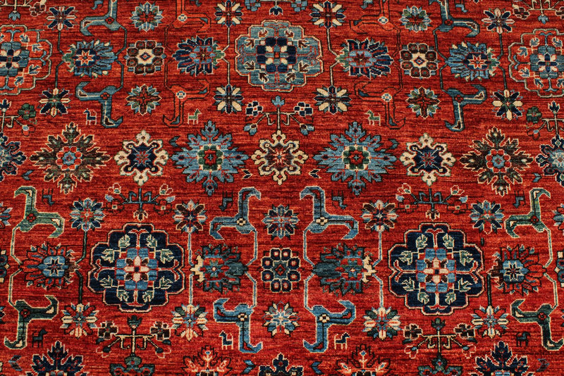 8x10 Rust and Navy Traditional Rug