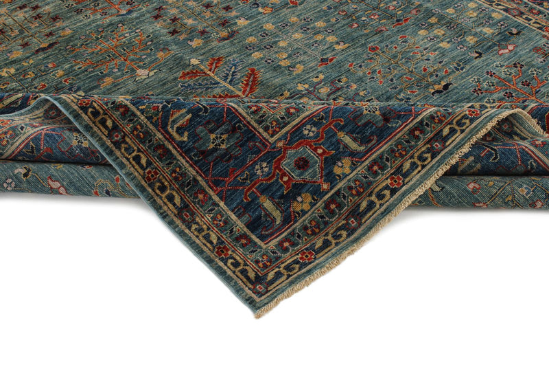 8x10 Green and Blue Anatolian Traditional Rug