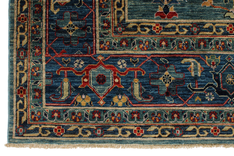8x10 Green and Blue Anatolian Traditional Rug