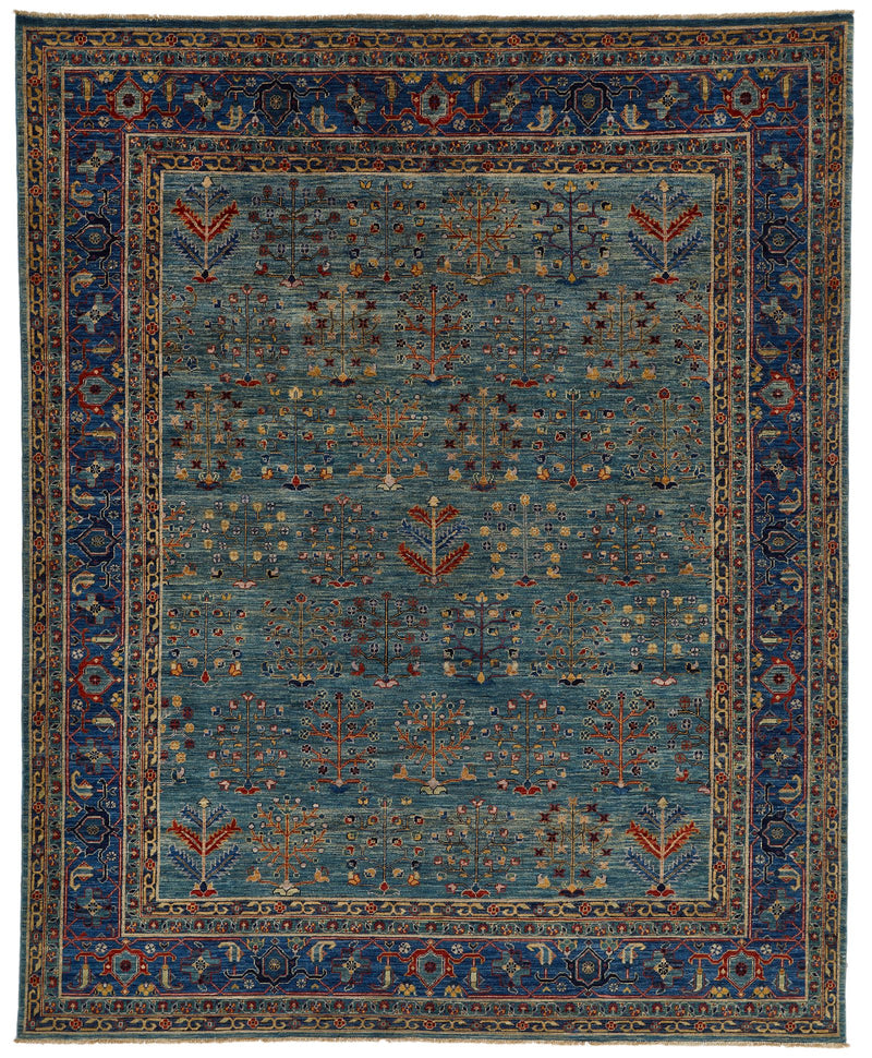 8x10 Green and Blue Anatolian Traditional Rug