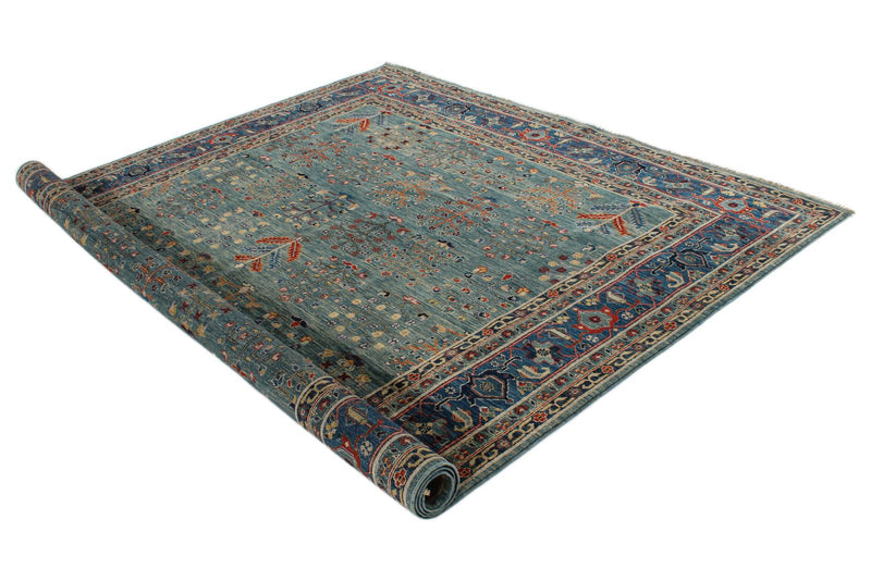 8x10 Green and Blue Anatolian Traditional Rug