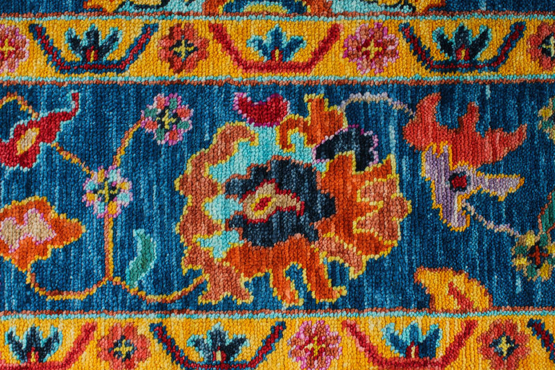 9x12 Navy and Multicolor Turkish Oushak Rug