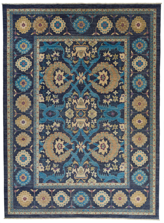 10x14 Gray and Multicolor Turkish Oushak Rug