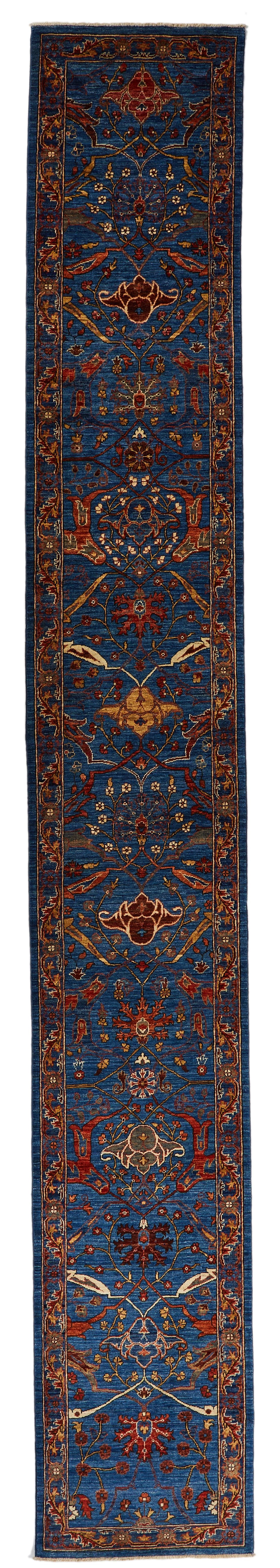 3x18 Blue and Multicolor Anatolian Traditional Runner
