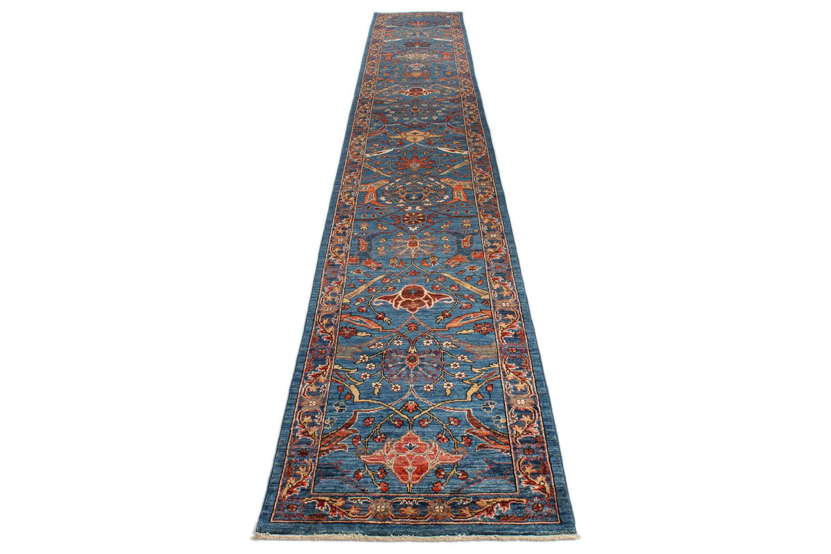 3x18 Blue and Multicolor Anatolian Traditional Runner