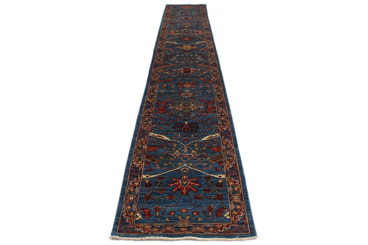 3x18 Blue and Multicolor Anatolian Traditional Runner