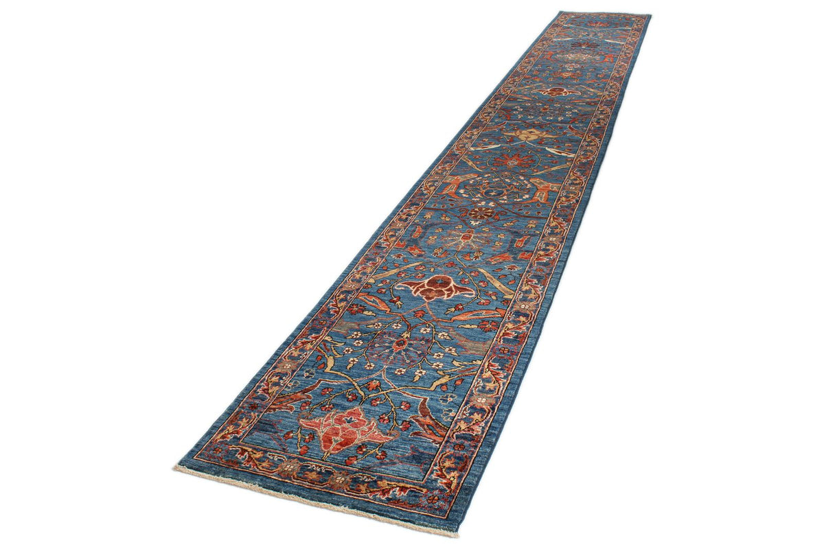 3x18 Blue and Multicolor Anatolian Traditional Runner