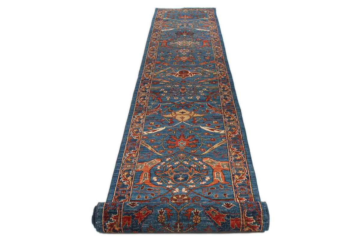 3x18 Blue and Multicolor Anatolian Traditional Runner