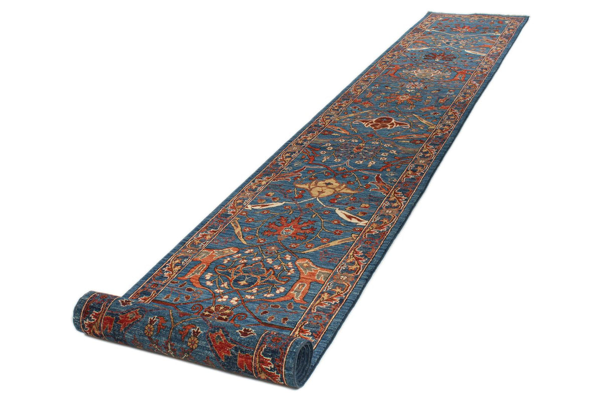 3x18 Blue and Multicolor Anatolian Traditional Runner
