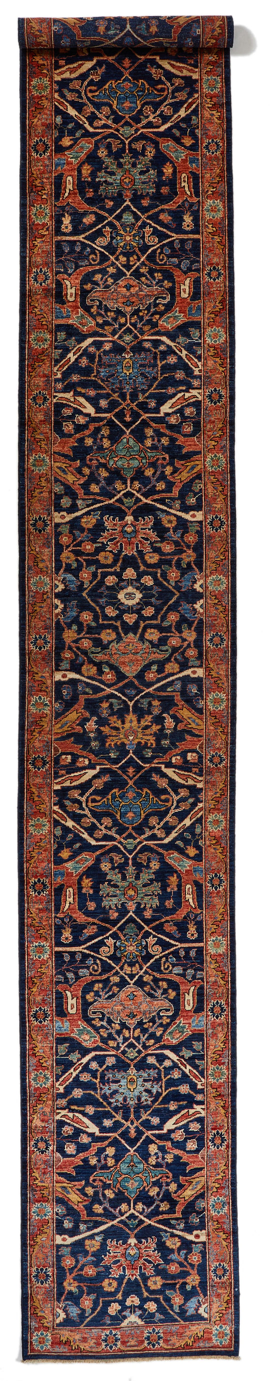 3x19 Navy and Rust Anatolian Traditional Runner