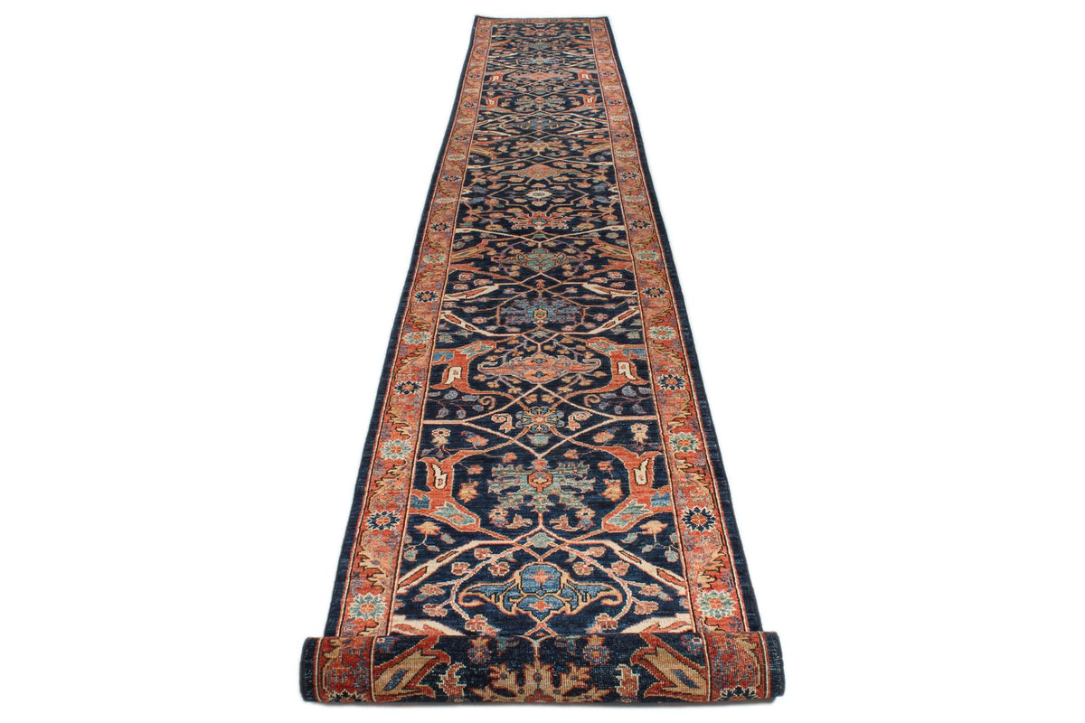 3x19 Navy and Rust Anatolian Traditional Runner