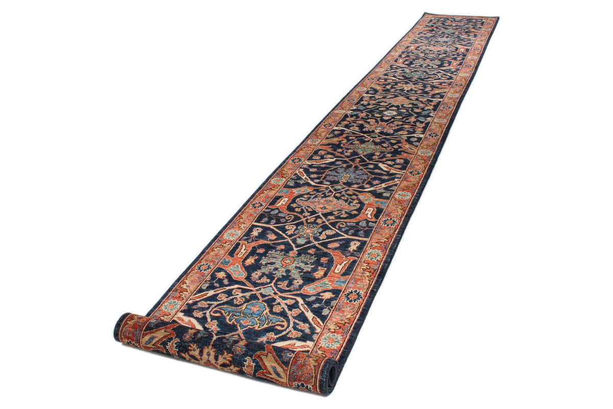 3x19 Navy and Rust Anatolian Traditional Runner