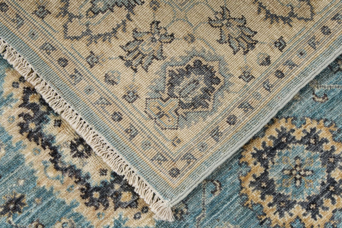 4x6 Blue and Multicolor Turkish Oushak Rug