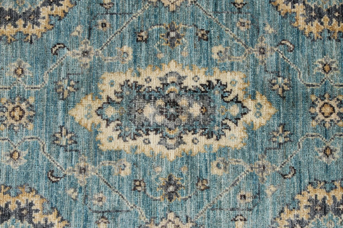 4x6 Blue and Multicolor Turkish Oushak Rug