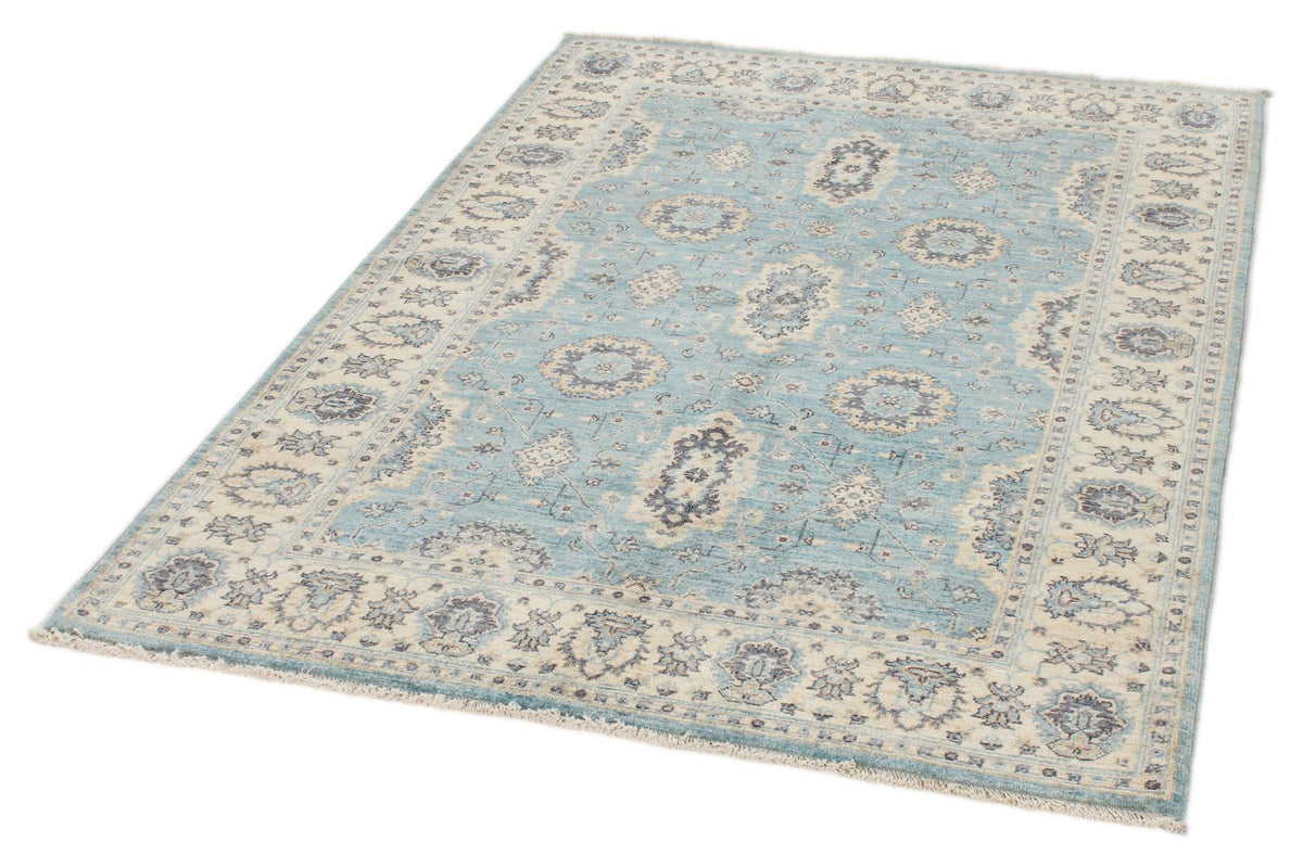4x6 Blue and Multicolor Turkish Oushak Rug