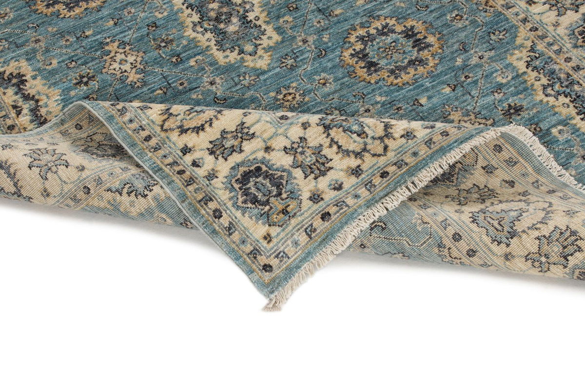 4x6 Blue and Multicolor Turkish Oushak Rug