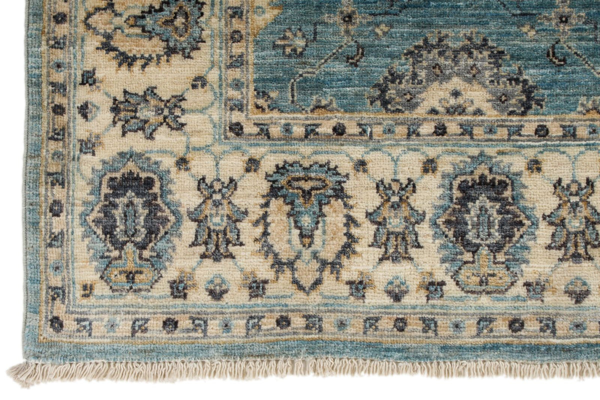 4x6 Blue and Multicolor Turkish Oushak Rug