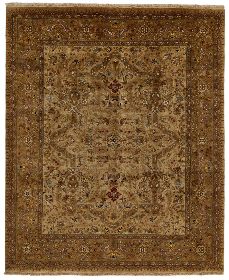 8x10 Gold and Beige Persian Traditional Rug