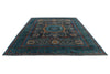 9x12 Navy and Green Turkish Tribal Rug