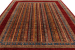 10x13 Multicolor and Red Turkish Tribal Rug