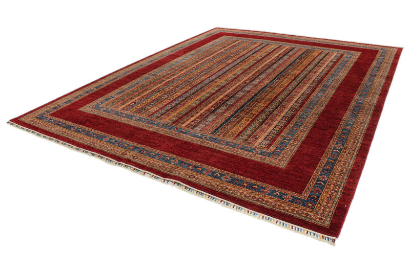 10x13 Multicolor and Red Turkish Tribal Rug