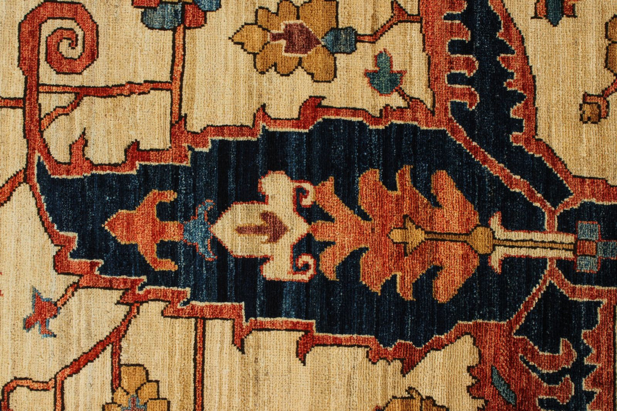10x14 Ivory and Navy Anatolian Traditional Rug