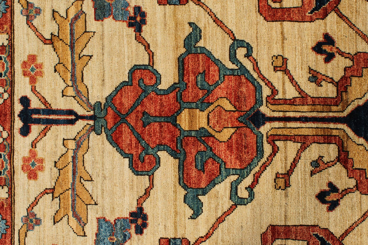 10x14 Ivory and Navy Anatolian Traditional Rug