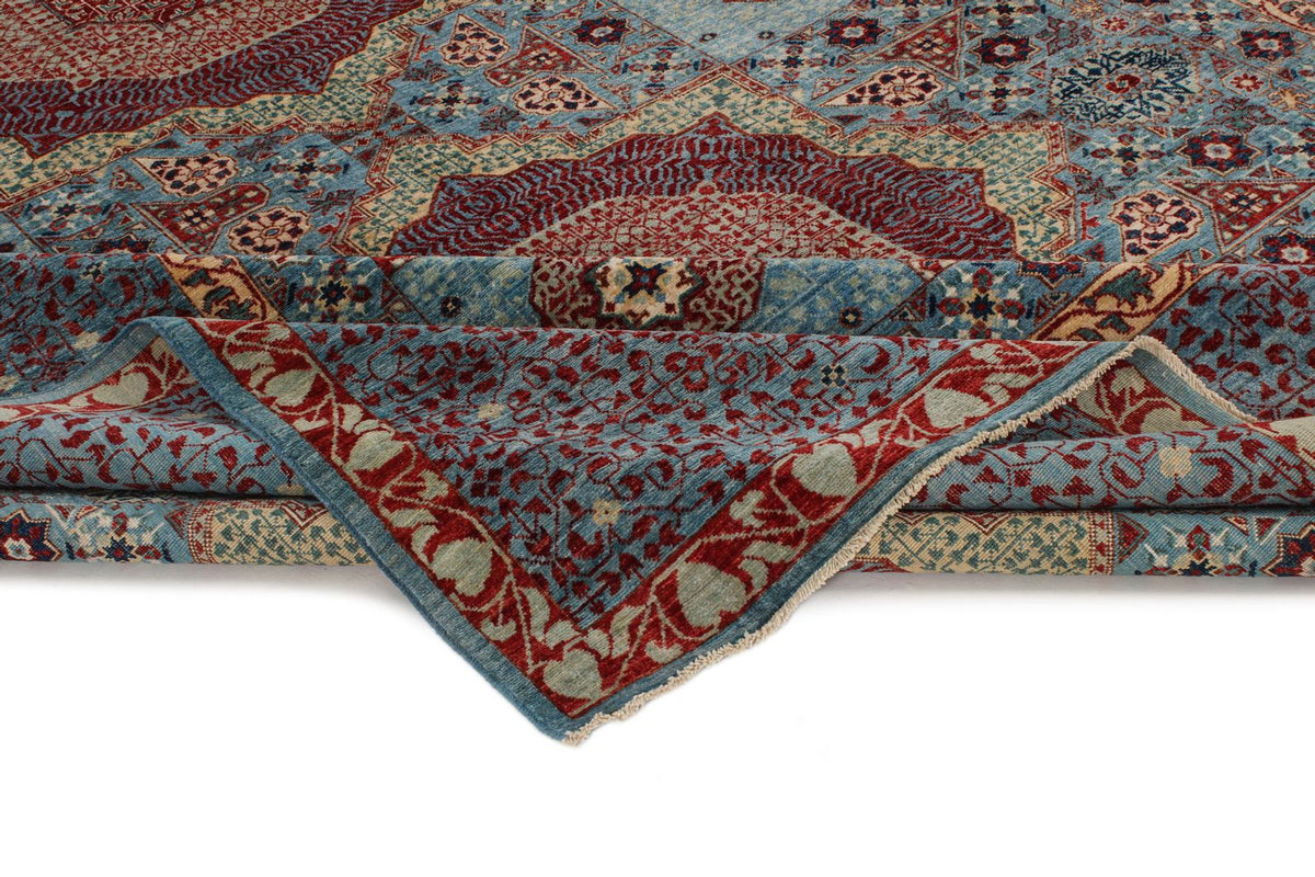 10x14 Blue and Multicolor Turkish Tribal Rug