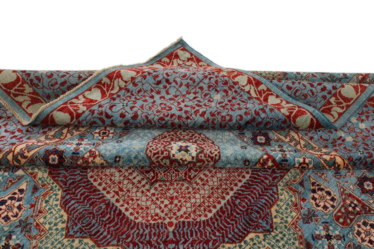 10x14 Blue and Multicolor Turkish Tribal Rug