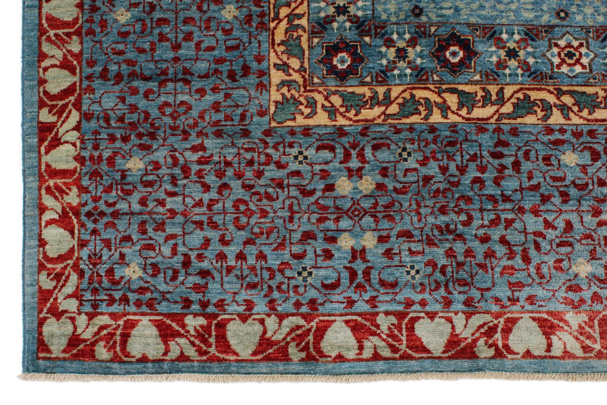 10x14 Blue and Multicolor Turkish Tribal Rug
