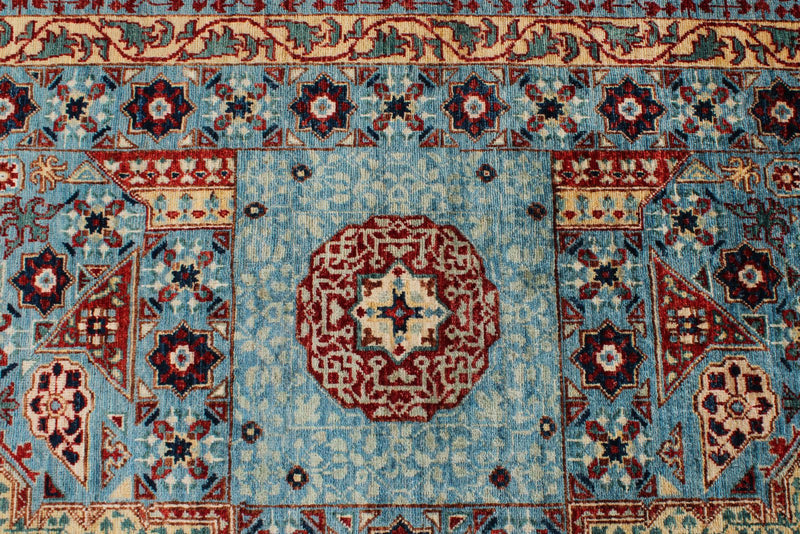 10x14 Blue and Multicolor Turkish Tribal Rug