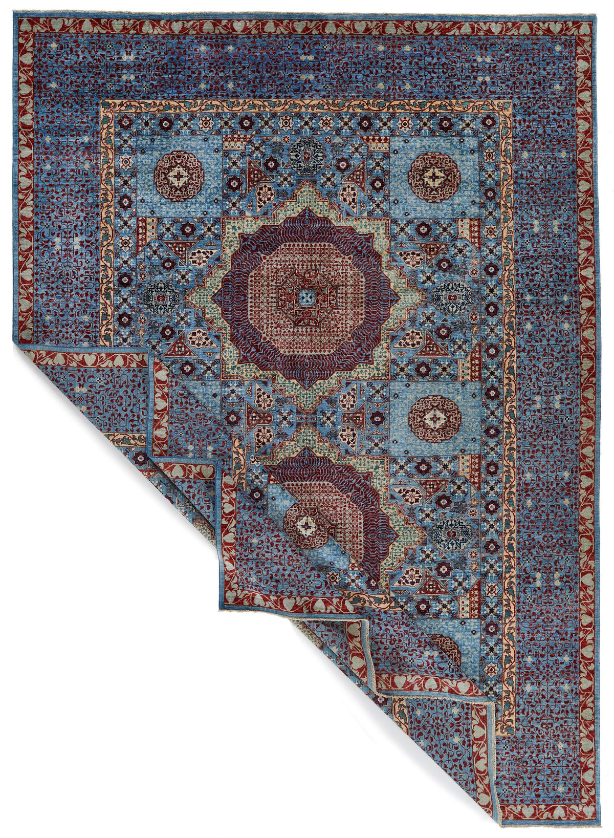 10x14 Blue and Multicolor Turkish Tribal Rug