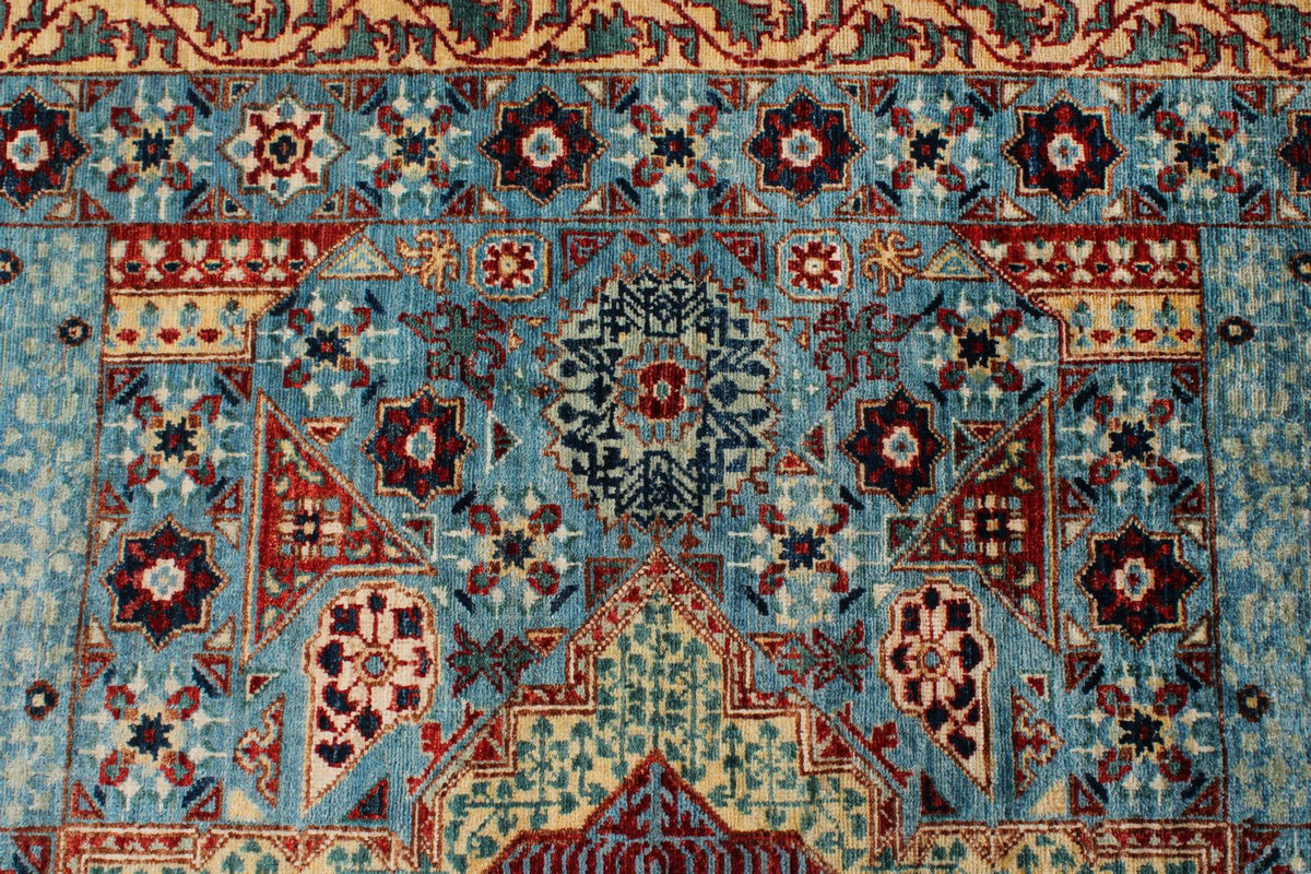 10x14 Blue and Multicolor Turkish Tribal Rug