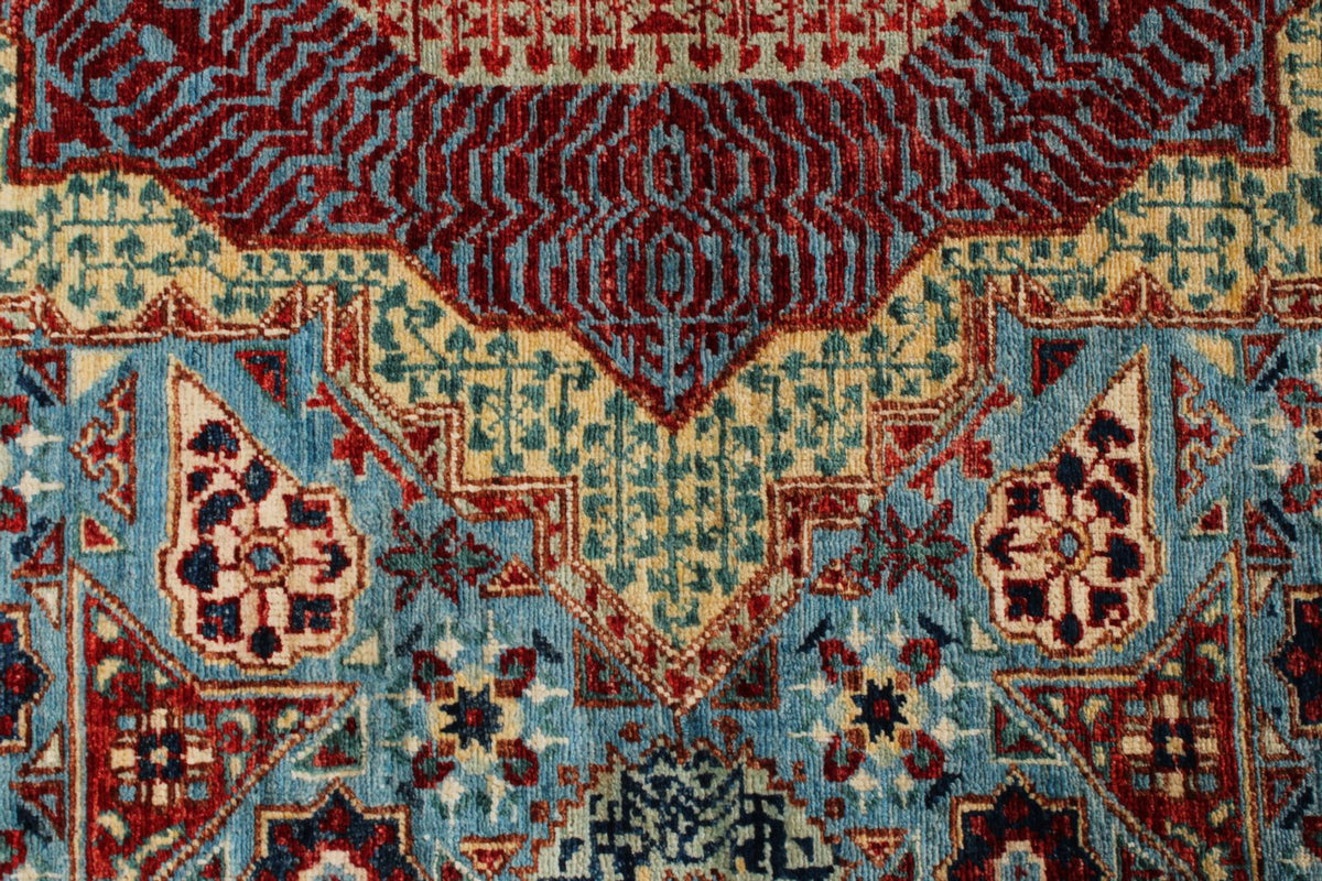 10x14 Blue and Multicolor Turkish Tribal Rug