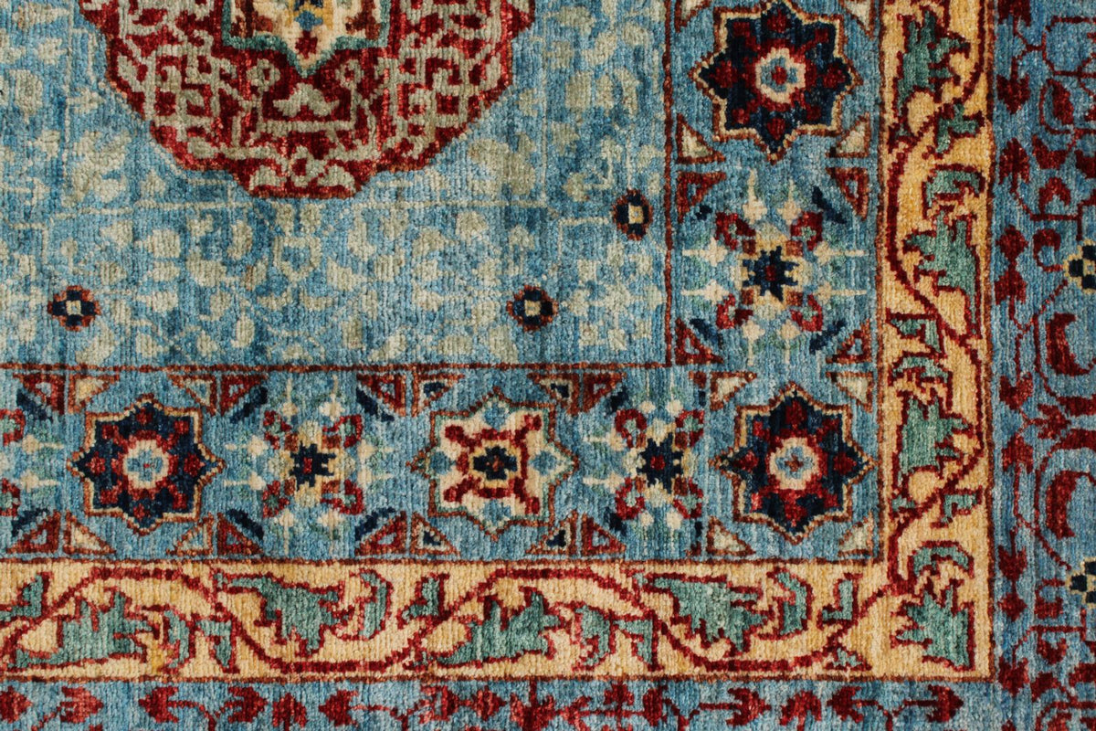 10x14 Blue and Multicolor Turkish Tribal Rug